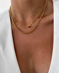 Bardot Stud Necklace- Ruby Red- Silver View 4