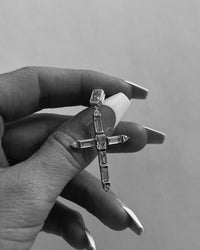 The Baguette Cross Earrings- Silver View 4