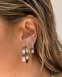 Ridged Mini Martina Hoops- Silver View 2