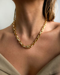 Boxy Pave Chain Necklace- Gold view 2