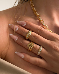 Florette Ridged Signet Ring- Gold View 12