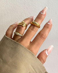 Florette Ridged Signet Ring- Gold View 6