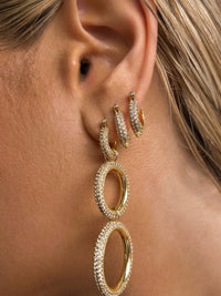 Triple Pave Hoops- Gold View 4