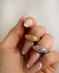 Florette Ridged Signet Ring- Silver view 2