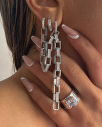Jagger Chain Double Hoops- Silver view 2