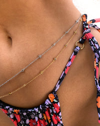 Daisy Charm Belly Chain- Silver View 5
