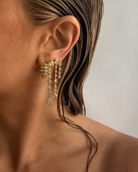 Stellar Bezel Drop Studs- Gold View 6