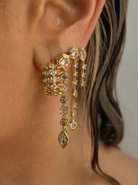 Stellar Bezel Drop Studs- Gold View 7