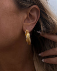 The Wavey Snake Chain Hoops- Gold View 4
