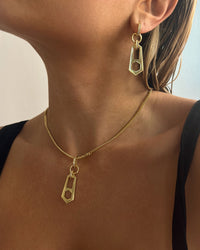 Zipper Pendant Necklace- Gold view 2