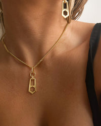 Zipper Pendant Necklace- Gold View 9