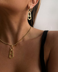 Zipper Pendant Necklace- Gold View 10