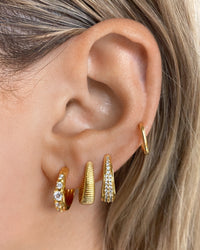 Petite Chain Link Huggies- Gold view 2