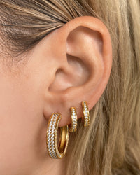 Pave Mini Coco Hinge Hoops- Gold View 2