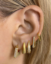 Pave Mini Boxer Hoops- Gold View 6