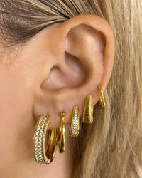 Pave Coco Hinge Hoops- Gold View 4