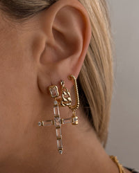 The Baguette Cross Earrings- Silver View 3