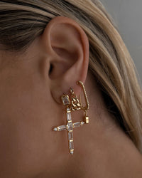 The Francois Safety Pin Earrings- Gold View 4