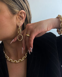 Triple Pave Hoops- Gold View 5