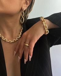 Florette Ridged Signet Ring- Gold View 18