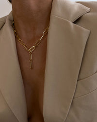 The Francois Safety Pin Necklace- Gold View 4