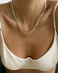 Ballier Bezel Tennis Necklace- Gold view 2