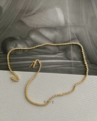 Ballier Bezel Tennis Necklace- Gold View 3
