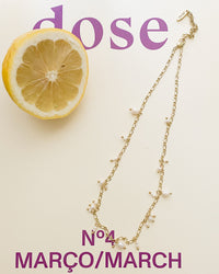 Pearl Drop Charm Necklace- Gold View 3