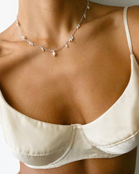 Pearl Drop Charm Necklace- Silver View 2
