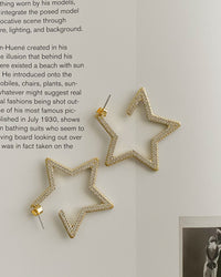 Pave Star Hoops- Gold View 5