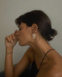 Pave Paper Clip Earrings- Gold (Ships Mid October) View 6