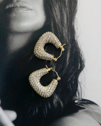 Pave Tia Hoops- Gold view 2