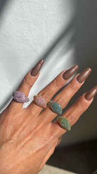 Pave Signet Ring- Blue Sapphire- Gold View 2