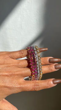 Bezel Emerald Ballier Bracelet- Pink- Silver View 3