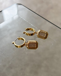 Faceted Diamond Statement Hoops- Silver View 3