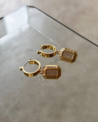 Faceted Diamond Statement Hoops- Gold View 3