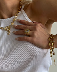 Punk Stud Pyramid Ring- Gold View 5