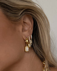 Faceted Diamond Statement Hoops- Gold View 2