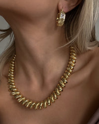 Ridged Pyramid Statement Necklace- Gold View 2