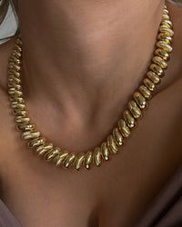 Ridged Pyramid Statement Necklace- Silver view 2
