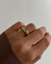 Round Ridged Pyramid Cigar Ring- Silver View 2