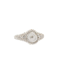 Pave Coin Signet Ring- Silver View 1