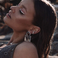 Spiral Statement Earrings- Silver View 2