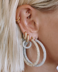 Pave Amalfi Huggies- Silver (Ships Mid May) View 6