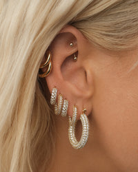 Pave Baby Amalfi Hoops- Gold view 2