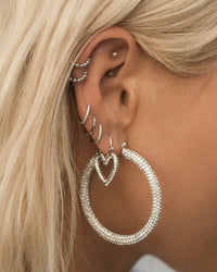 Pave Amalfi Hoops- Silver View 6