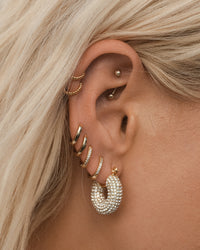 Pave Mini Donut Hoops- Gold view 2