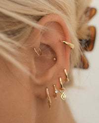 Evil Eye Hoop Huggies - Gold View 2