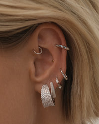 Petite Chain Link Huggies- Silver view 2