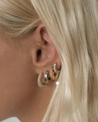 Pave Mini Luna Hoops- Gold View 5